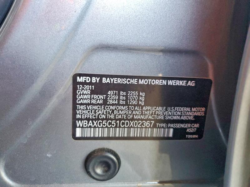 66086266 :رقم المزاد ، WBAXG5C51CDX02367 vin ، 2012 Bmw 528 مزاد بيع