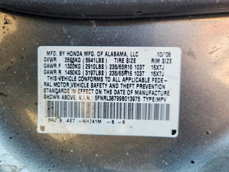 Aukcja sprzedaży 2009 Honda Odyssey, vin: 5FNRL38799B013975, numer aukcji: 64312066