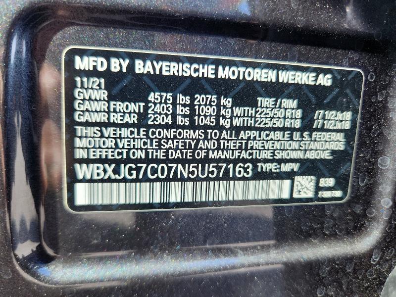 Aukcja sprzedaży 2022 Bmw X1, vin: WBXJG7C07N5U57163, numer aukcji: 65905276