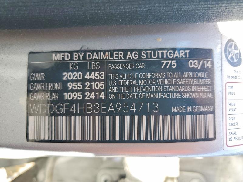 2014 Mercedes-benz C მანქანა იყიდება აუქციონზე, vin: WDDGF4HB3EA954713, აუქციონის ნომერი: 66313366