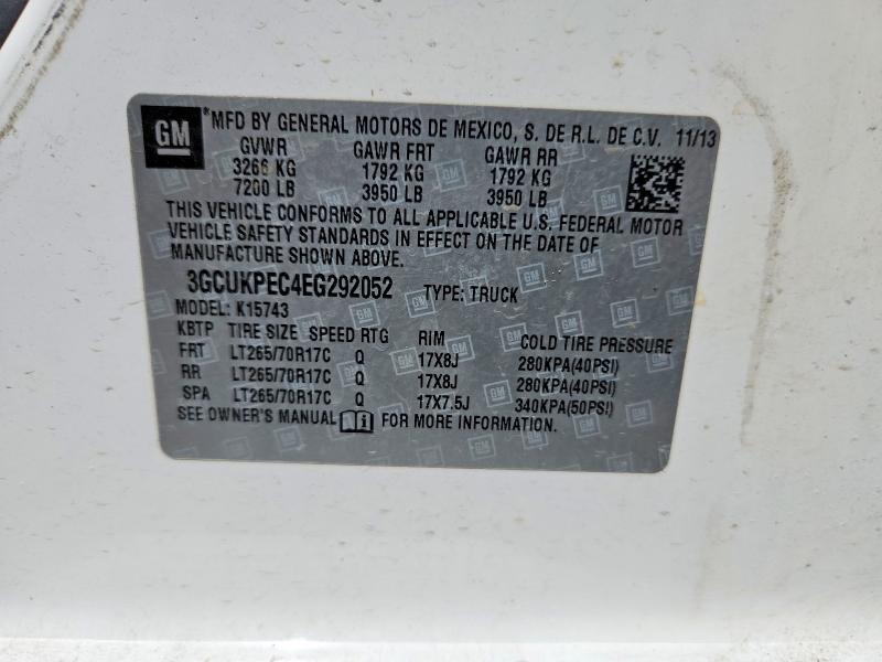 67139606 :رقم المزاد ، 3GCUKPEC4EG292052 vin ، 2014 Chevrolet Silverado مزاد بيع