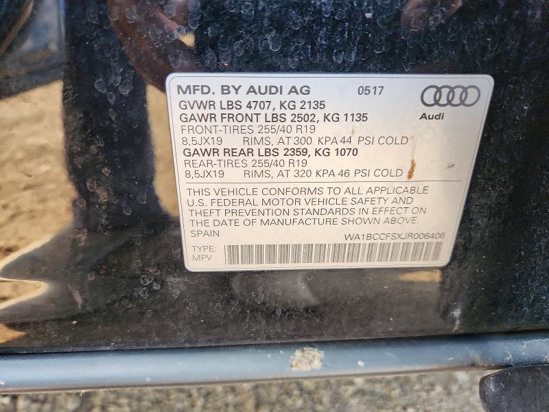 Aukcja sprzedaży 2018 Audi Q3, vin: WA1BCCFSXJR006406, numer aukcji: 63404746