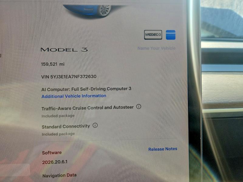 64394226 :رقم المزاد ، 5YJ3E1EA7NF372630 vin ، 2022 Tesla Model 3 مزاد بيع