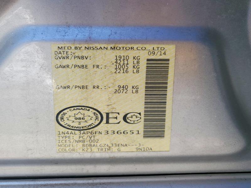 Aukcja sprzedaży 2015 Nissan Altima, vin: 1N4AL3AP6FN336651, numer aukcji: 64897456