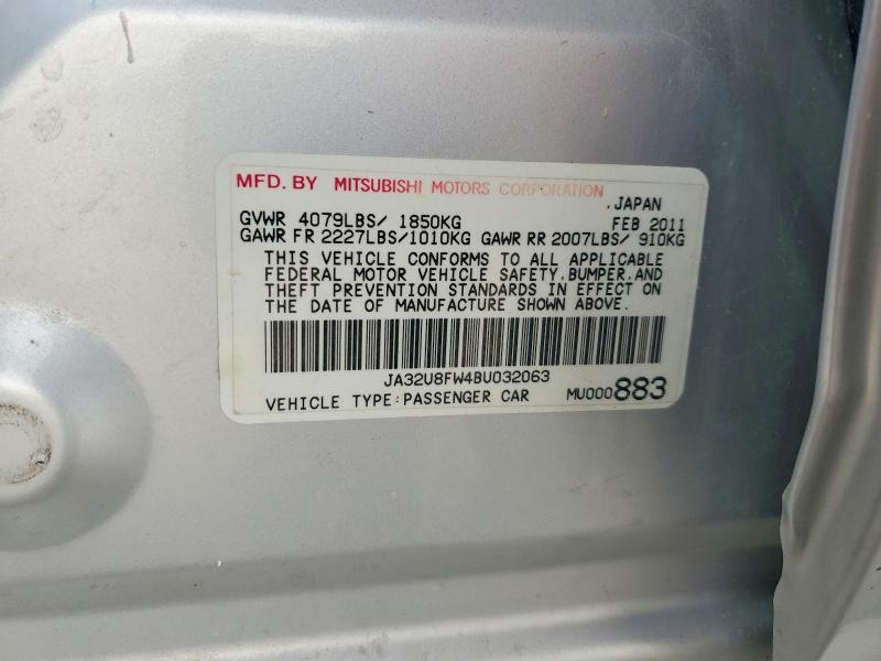 Aukcja sprzedaży 2011 Mitsubishi Lancer, vin: JA32U8FW4BU032063, numer aukcji: 66405906