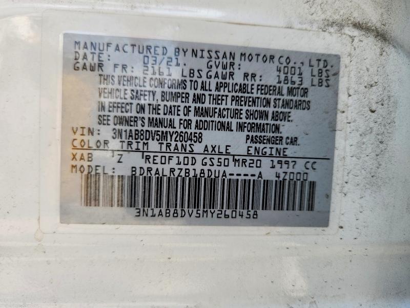 Продажа на аукционе авто 2021 Nissan Sentra, vin: 3N1AB8DV5MY260458, номер лота: 66528526
