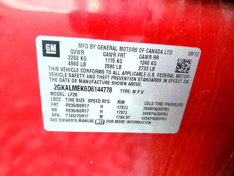 Продаж на аукціоні авто 2013 Gmc Terrain, vin: 2GKALMEK6D6144778, номер лоту: 66482796