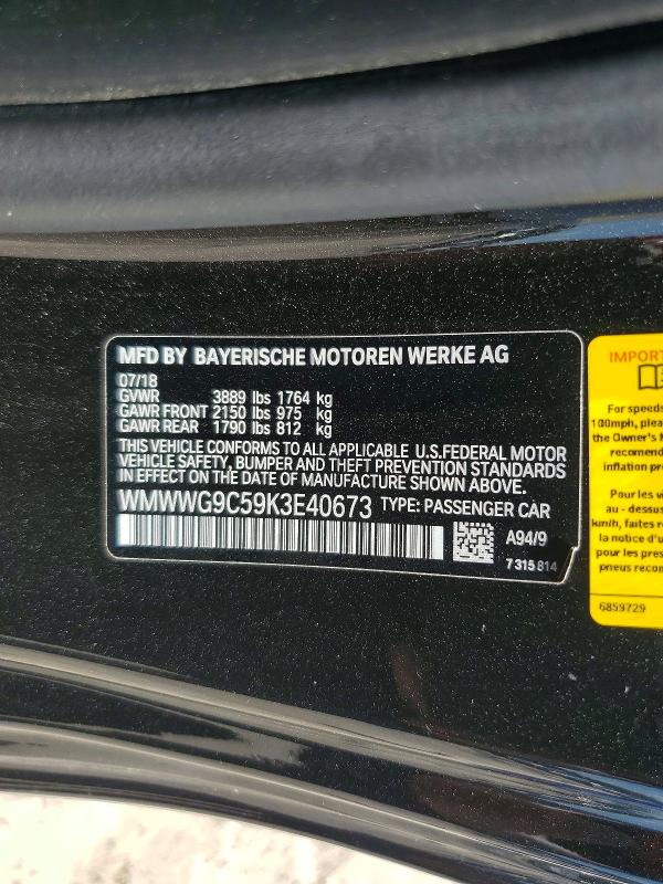 Продажа на аукционе авто 2019 Mini Cooper, vin: WMWWG9C59K3E40673, номер лота: 64633456