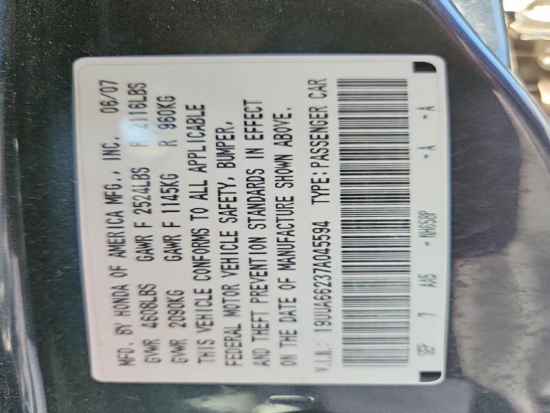 2007 Acura Tl მანქანა იყიდება აუქციონზე, vin: 19UUA66237A045594, აუქციონის ნომერი: 65256936