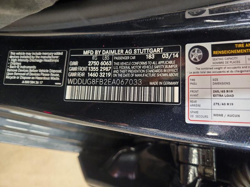 Aukcja sprzedaży 2014 Mercedes-benz S, vin: WDDUG8FB2EA067033, numer aukcji: 64187476