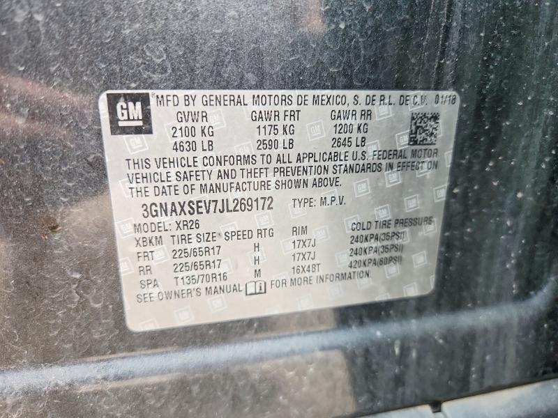 66217036 :رقم المزاد ، 3GNAXSEV7JL269172 vin ، 2018 Chevrolet Equinox مزاد بيع