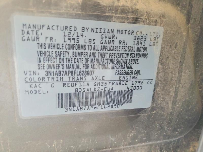 66940846 :رقم المزاد ، 3N1AB7AP8FL628907 vin ، 2015 Nissan Sentra مزاد بيع