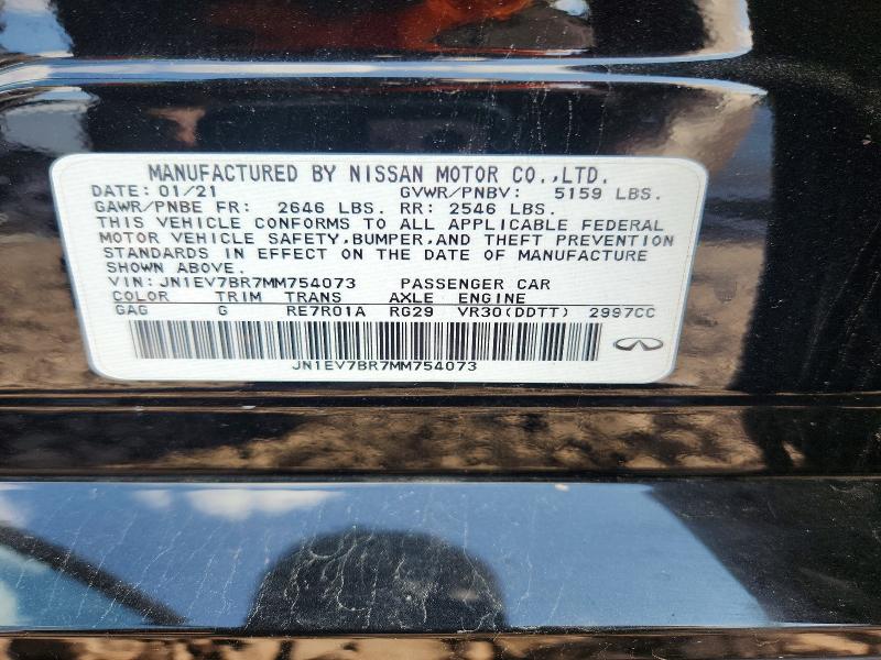 66359166 :رقم المزاد ، JN1EV7BR7MM754073 vin ، 2021 Infiniti Q50 مزاد بيع