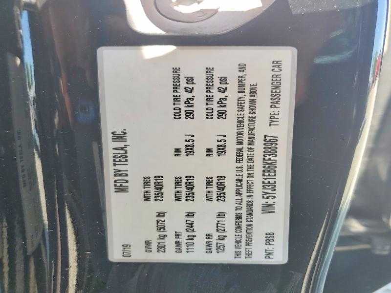 Продажа на аукционе авто 2019 Tesla Model 3, vin: 5YJ3E1EB6KF388967, номер лота: 63859396