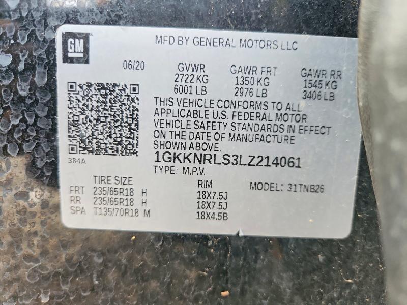 2020 Gmc Acadia მანქანა იყიდება აუქციონზე, vin: 1GKKNRLS3LZ214061, აუქციონის ნომერი: 65388176
