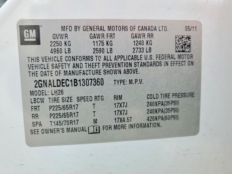 Aukcja sprzedaży 2011 Chevrolet Equinox, vin: 2GNALDEC1B1307360, numer aukcji: 63243286