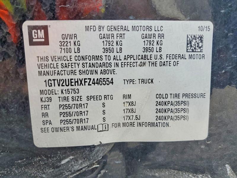 Aukcja sprzedaży 2015 Gmc Sierra, vin: 1GTV2UEHXFZ446554, numer aukcji: 65631526