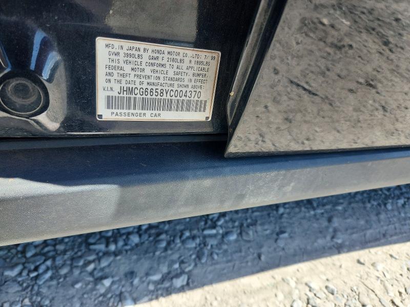 65158666 :رقم المزاد ، JHMCG6658YC004370 vin ، 2000 Honda Accord مزاد بيع