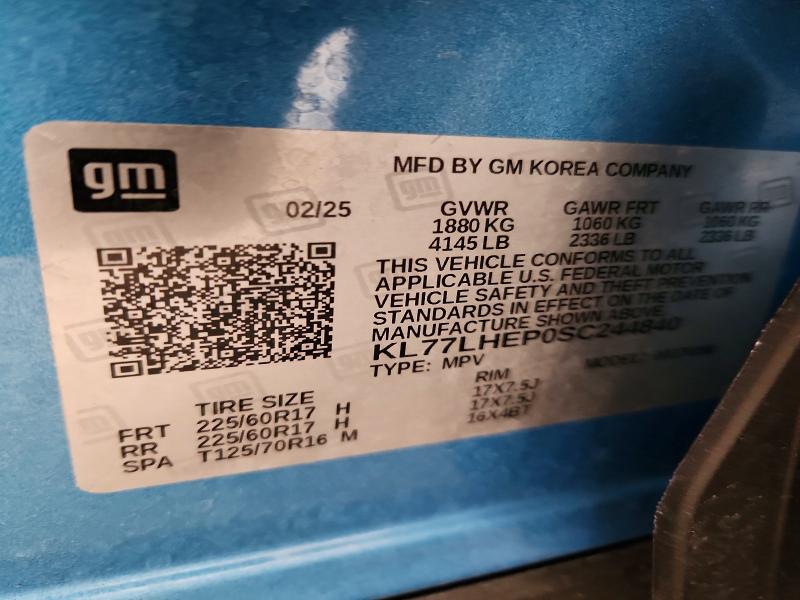 Продаж на аукціоні авто 2025 Chevrolet Trax, vin: KL77LHEP0SC244840, номер лоту: 65913636