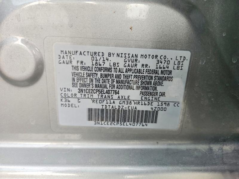 Продажа на аукционе авто 2014 Nissan Versa Note, vin: 3N1CE2CP5EL407764, номер лота: 67205306