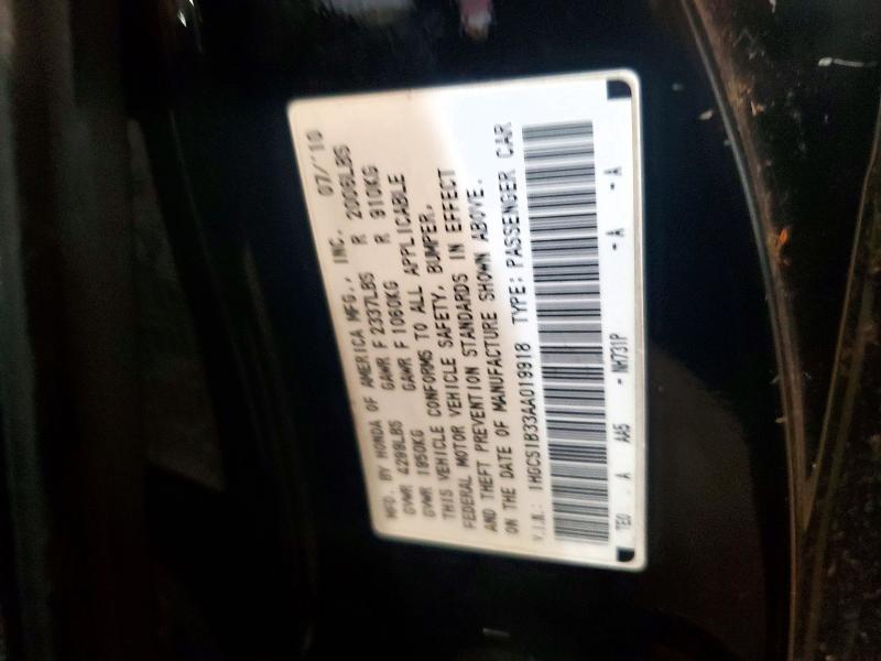 65220866 :رقم المزاد ، 1HGCS1B33AA019918 vin ، 2010 Honda Accord مزاد بيع