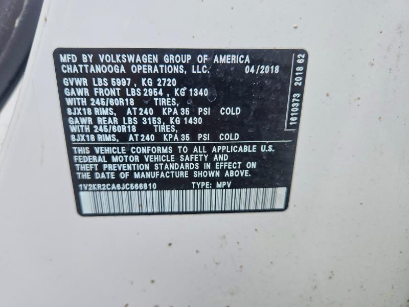 Продажа на аукционе авто 2018 Volkswagen Atlas, vin: 1V2KR2CA6JC566810, номер лота: 63328696