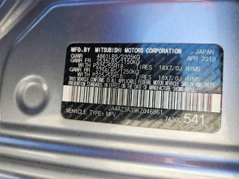 Aukcja sprzedaży 2019 Mitsubishi Outlander, vin: JA4AZ3A39KZ046861, numer aukcji: 66954006
