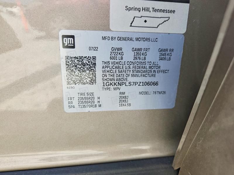 63826596 :رقم المزاد ، 1GKKNPLS7PZ106066 vin ، 2023 Gmc Acadia مزاد بيع