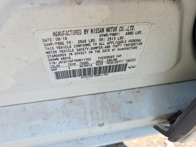 64066786 :رقم المزاد ، JN1EV7AP7KM511702 vin ، 2019 Infiniti Q50 مزاد بيع