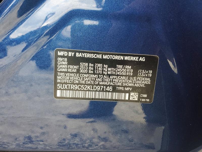 64019956 :رقم المزاد ، 5UXTR9C52KLD97146 vin ، 2019 Bmw X3 مزاد بيع