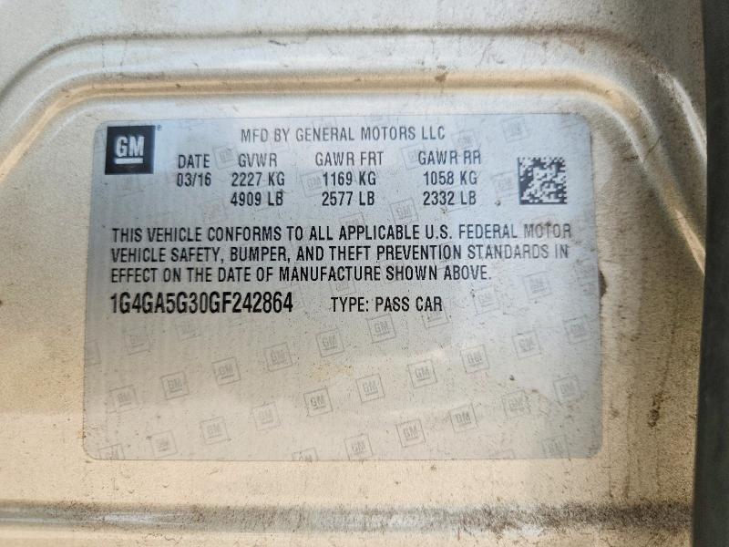 2016 Buick Lacrosse მანქანა იყიდება აუქციონზე, vin: 1G4GA5G30GF242864, აუქციონის ნომერი: 63620696
