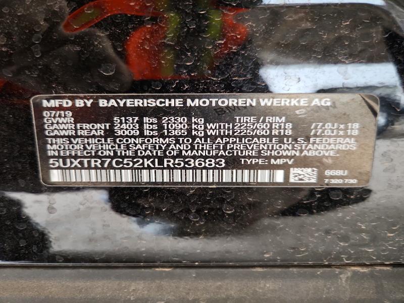 Продаж на аукціоні авто 2019 Bmw X3, vin: 5UXTR7C52KLR53683, номер лоту: 66366016