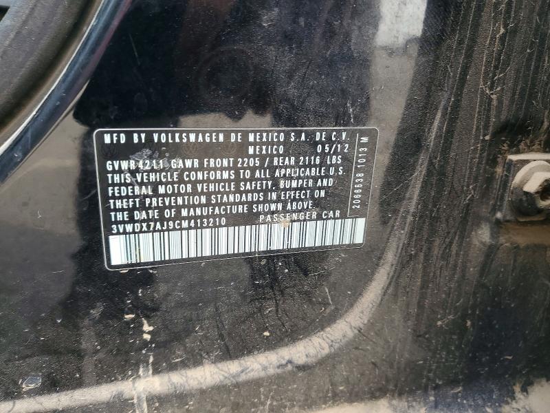 Auction sale of the 2012 Volkswagen Jetta, vin: 3VWDX7AJ9CM413210, lot number: 65135806