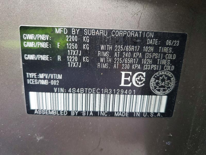 Продаж на аукціоні авто 2024 Subaru Outback, vin: 4S4BTDEC1R3129401, номер лоту: 64287456