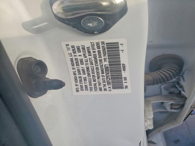 66109796 :رقم المزاد ، 19XFC2F87KE005071 vin ، 2019 Honda Civic مزاد بيع
