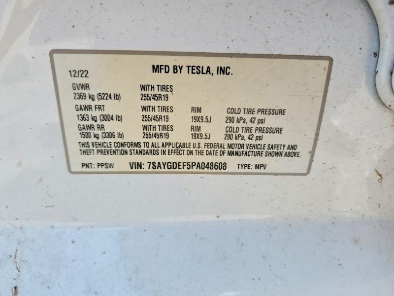 Продажа на аукционе авто 2023 Tesla Model Y, vin: 7SAYGDEF5PA048608, номер лота: 65005726