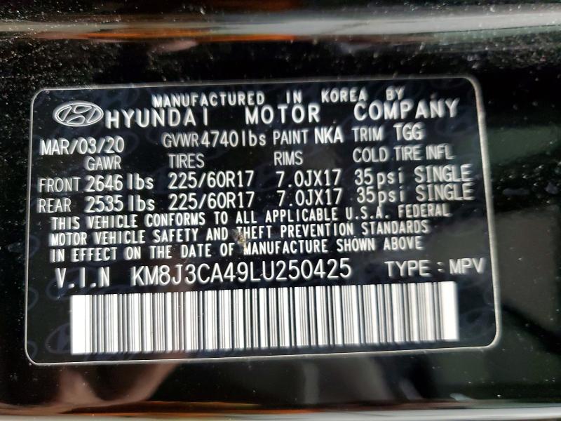 Продаж на аукціоні авто 2020 Hyundai Tucson, vin: KM8J3CA49LU250425, номер лоту: 66891116