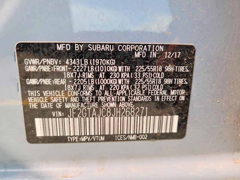 Aukcja sprzedaży 2018 Subaru Crosstrek, vin: JF2GTAJC8JH268271, numer aukcji: 63746216