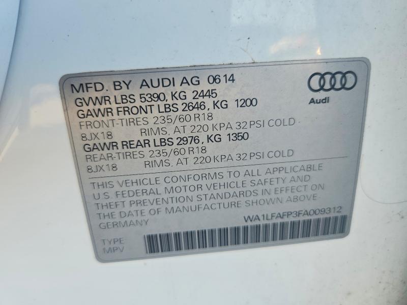 Aukcja sprzedaży 2015 Audi Q5, vin: WA1LFAFP3FA009312, numer aukcji: 64613596