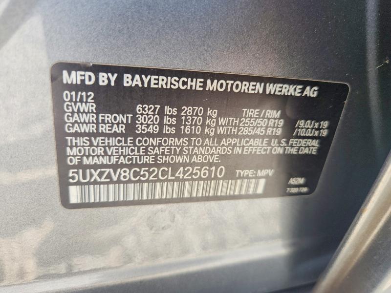 Aukcja sprzedaży 2012 Bmw X5, vin: 5UXZV8C52CL425610, numer aukcji: 65902016