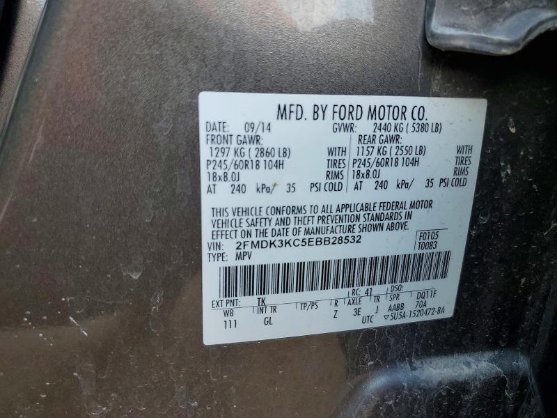 66779526 :رقم المزاد ، 2FMDK3KC5EBB28532 vin ، 2014 Ford Edge مزاد بيع