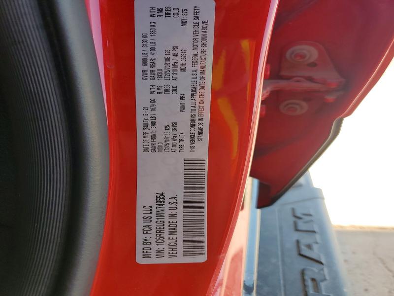 Продажа на аукционе авто 2021 Ram 1500, vin: 1C6RRELG1MN749554, номер лота: 66598926