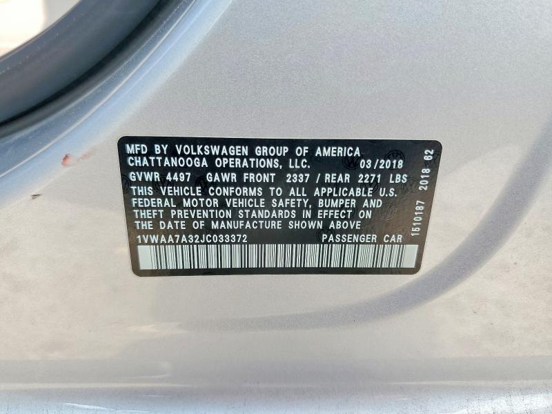 Продаж на аукціоні авто 2018 Volkswagen Passat, vin: 1VWAA7A32JC033372, номер лоту: 63585856