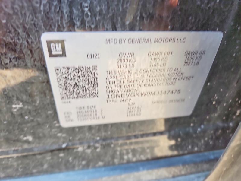 Продаж на аукціоні авто 2021 Chevrolet Traverse, vin: 1GNEVGKW0MJ147475, номер лоту: 65498116