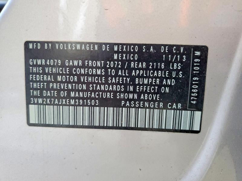 66056646 :رقم المزاد ، 3VW2K7AJXEM391503 vin ، 2014 Volkswagen Jetta مزاد بيع