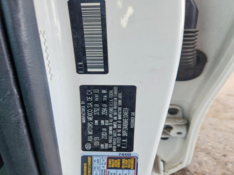 2019 Kia Forte მანქანა იყიდება აუქციონზე, vin: 3KPF24AD6KE104659, აუქციონის ნომერი: 65026716