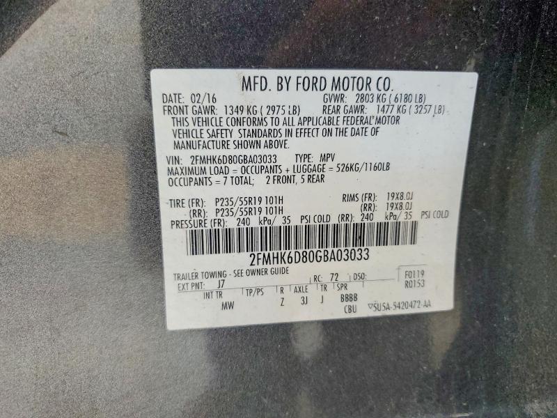 Aukcja sprzedaży 2016 Ford Flex, vin: 2FMHK6D80GBA03033, numer aukcji: 65463686