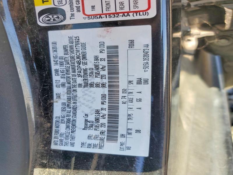66513446 :رقم المزاد ، 3FADP4BJ6CM176925 vin ، 2012 Ford Fiesta مزاد بيع