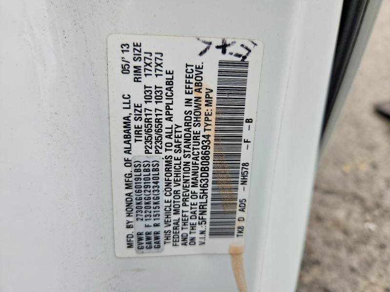 Aukcja sprzedaży 2013 Honda Odyssey, vin: 5FNRL5H63DB086934, numer aukcji: 65468396