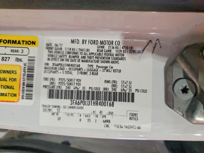 Продажа на аукционе авто 2017 Ford Fusion, vin: 3FA6P0LU1HR400168, номер лота: 64716476